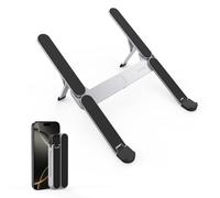 【Innovative & Ultra Compact】SODI Foldable Laptop Stand for Desk, Lightweight Portable Tablet Holder for Business Travel, Cafe, 6 Level Height Adjust Computer Holder for MacBook, Tablet 10-16", Silver