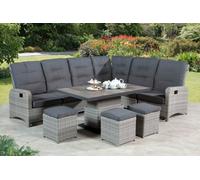 Innovators International Tulla Luxury Reclining Rattan Corner Lounge/dining Set For Garden With Height Adjustable Table