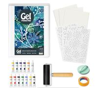 INNOVAYOU 5 * 7inch Gel Printing Kit, with Gel Printing, Rubber Roller, Watercolor Paints, Stencils, Printing Paper, Rollers and Baren, Suitable for Card Making, Arts and Crafts, Scrapbooking, Diary