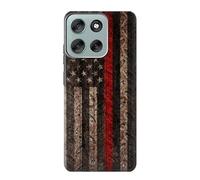 Innovedesire Fire Fighter Metal Red Line Flag Graphic Case Cover For Motorola Moto G56
