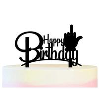 Innovedesire Funny Happy Birthday Middle Finger Party Wedding Birthday Acrylic Cake Topper Cupcake Toppers Decor Set 11 pcs