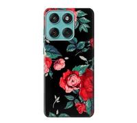 Innovedesire Rose Floral Pattern Black Case Cover For Motorola Edge 60 Fusion