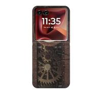 Innovedesire Steampunk Clock Gears PU Leather Flip Case Cover For Motorola Razr 60 Ultra, Razr Ultra 2025