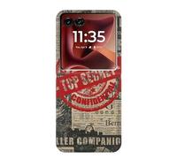 Innovedesire Text Top Secret Art Vintage PU Leather Flip Case Cover For Motorola Razr 60 Ultra, Razr Ultra 2025