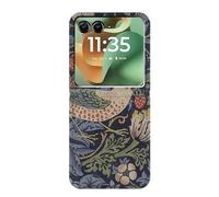 Innovedesire William Morris Strawberry Thief Fabric PU Leather Flip Case Cover For Motorola Razr 60, Razr 2025