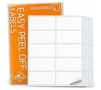Innoveem Easy Peel Labels 6x3 cm - 100 Removable Peel Off Stickers White | Peelable reusable labels you write on and remove clean; waterproof for jars, files, freezer, storage boxes, price tags