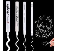 Innovess 4Pcs White Gel Pens, 0.6/0.8/1/2mm White Acrylic Pen, Line Drawing Pen, Acrylic Gel Pens Set for Art, Easter, Black Paper, Fabric, Glass, Ceramic, Rock Painting