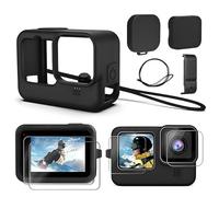 Innovess Silicone Case for GoPro Hero12/11/10/9 with Battery Side Cover, Screen & Lens Protector Kit, Black