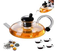 Innovessa Tea Pot, Sereno Filtration Teapot Set, Glass Teapot with Infuser, 600ml, Transparent, Borosilicate Glass