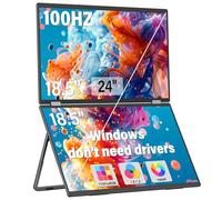 InnoView 18.5 Laptop Screen Extender 115% sRGB 100Hz Dual Monitors Stacked Folding Triple Monitor (Wins/Mac) 1080P Triple Portable Monitor for Laptop 90°/180° Rotation Black (No Driver Nee