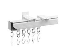 INNOVIO Ceiling Curtain Track, 12ft to 15ft Adjustable Curtain Track Ceiling/Wall Mount, Heavy Duty Aluminum Curtain Track Rods with Roller Hooks - Curtain Rail System for Grommet/Pleated Drape, White