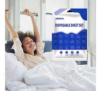 INNOVIO Disposable Bed Sheets for Travel, Disposable Bedding Set with 1 Bed Sheet 1 Quilt Cover and 2 Pillowcase, Portable Bedspread for Travel Hotel Camping Overnight Stay