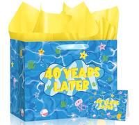 Innovoscape Bue Ocean 16 Years Later Gift Bag with Tissue Paper Greeting Card (Blue 40th)
