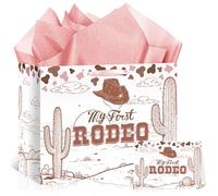 Innovoscape My First Rodeo Gift Bag Pink Western Cowgirl 1st Birthday Gift Bag