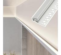 Innovz 38° Angled Lighting Crown Moulding Trim White, Aluminum LED Light Diffuser Channel with Milky Cover, Indirect Lighting Cornice Molding Line(1.5m(4.9ft))