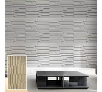 Innovz 3D Fluted Textured Wall Panel, TV Background Slat Tile Wall Décor PU Panels 23.6 X 47.2in, Living Room Bedroom Basement Stairs Wall Covering Panel(Beige,4pcs)