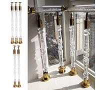 Innovz Clear Acrylic Stair Balusters 31 1/2" to 45 1/4" Height, Stair Spindles Interior Staircase Baluster with Gold Handrail Connectors, Base and Screws(5pcs,115cm(45 1/4"))