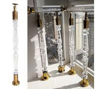 Innovz Clear Acrylic Stair Balusters 31 1/2" to 45 1/4" Height, Stair Spindles Interior Staircase Baluster with Gold Handrail Connectors, Base and Screws(1pc,100cm(39 3/8"))
