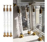 Innovz Clear Acrylic Stair Balusters 31 1/2" to 45 1/4" Height, Stair Spindles Interior Staircase Baluster with Gold Handrail Connectors, Base and Screws(3pcs,105cm(41 3/8"))