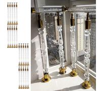 Innovz Clear Acrylic Stair Balusters 31 1/2" to 45 1/4" Height, Stair Spindles Interior Staircase Baluster with Gold Handrail Connectors, Base and Screws(20pcs,105cm(41 3/8"))