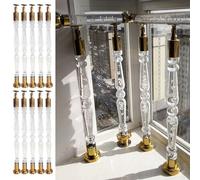 Innovz Clear Acrylic Stair Balusters 31 1/2" to 45 1/4" Height, Stair Spindles Interior Staircase Baluster with Gold Handrail Connectors, Base and Screws(10pcs,95cm(37 3/8"))