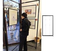 Innovz Publicity Work Display Rack Metal Frame, Sliding Calligraphy Exhibition Board with 4 Hooks & 2 Wire Ropes, Artistic Photography Show Organizer(8pcs,100x200cm(39 3/8" x78 3/4"))