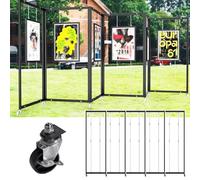 Innovz Sliding Folding Painting Exhibition Display Rack with Wheels, Aluminum Double-Sided Partition Advertising Stand for Gallery School Museum(5pcs,60x150cm(23 5/8"x59"))