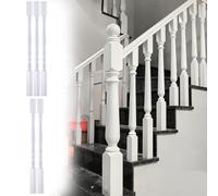 Innovz Stair Balusters White Wooden 37 3/8", Stylish Stair Spindles 48mm×48mm Square Base, Painted Beech Wood Balusters for Staircase Interior(5pcs)