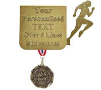 INNOWARES MyMedal Personalised Medal Display Box - 5 Lines of Custom Text, Sport Silhouettes, Made in Britain - Marathon, Parkrun, 10k, Football, Swimming, Kids' Achievements