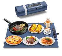 INNOWARMER Food Warming Mat,Rollable & Portable Electric Warming Tray,Electric Food Warmer with 3 Temperature,Timer Function and Safety Lock,Silicone Food Warmer for Parties,Gatherings,Buffet (Blue)