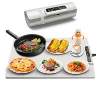 INNOWARMER Food Warming Mat,Rollable & Portable Electric Warming Tray,Electric Food Warmer with 5 Temperature,Timer Function and Safety Lock,Silicone Food Warmer for Parties,Gatherings,Buffet (Beige)