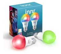 Innr WiFi Smart Bulb E27, White & Colour, Works with Alexa & Hey Google (No Hub Required), Dimmable, 16 Million Colours, Full Control with Innr App, 9.5W = 60W Equivalent, 2-Pack, WRB 785 C-2
