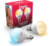 Innr Zigbee E14 Smart Bulb, Works with Hue* and Alexa (Bridge Required), Warm White to Cool White, LED Mini Globe, Dimmable, 460 Lumen, 2-Pack