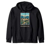 Innsbruck Town Austria Alpine Mountain Travel Art Zip Hoodie