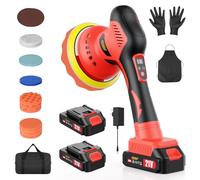 Innsky Cordless Car Polisher, 2 * 21V 2.0Ah Rechargeable Batteries Car Buffer Polisher Machine with 8 Variable Speed 2800-6200RPM, 6 IN Dual Action Car Polisher for Detailing Polishing