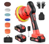 Innsky Cordless Car Polisher, 6-Inch Dual Action Buffer, 2 x 21V | Orbital Buffer with 8 Variable Speeds, 21-Piece Car Polishing Kit for Detailing, Waxing and Scratch Removal, 2 Batteries
