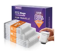 Innsky Nicetree 12-Pack Vacuum Storage Bags with Rechargeable Wireless Pump, 3 Sizes (20/24/28 Inch) Travel Moving Vacuum Storage Bags for Clothes, Duvets & Seasonal Storage Space Saver for Luggage