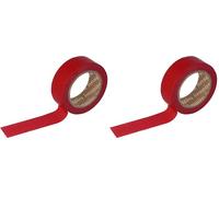INNSPIRO Masking Tape Washi Tape Red 15 mm.x10 m. Basic Plain Series (Pack of 2)