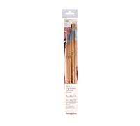 INNSPIRO Set of 5 Flat Bristle Brushes Long Handle No. 2, 4, 6, 8, 10, for Acrylic, Watercolor, Gouache, Oil, Ideal for Beginners and Professionals