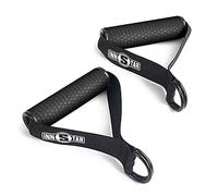 INNSTAR Upgraded Heavy Duty Exercise Handles, Cable Machine Attachments Resistance Bands Handles with Solid ABS Core Grips Fitness Strap Stirrup Handle Cable Attachment Silicon Grip (Set of 2)-Black