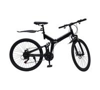 innytund 26 Inch Folding Mountain Bicycle Full Shock Front and Rear Disc Brakes Men and Women 21 Speed Road Bike Adjustable Seat Height High-carbon Steel Frame Full Suspension Folding Bike, Black