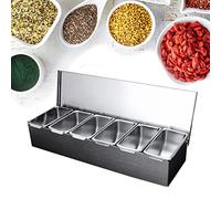 innytund Seasoning Box Stainless Steel Set of 6 Kitchen Jar Condiment Dispenser Storage Container Stainless Steel Spice Containers with Lids, Spice Server Spice Dispenser for Salt, Sugar, Peppercorns