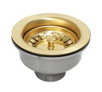 Inodiref Ø 114 mm Kitchen Sink Drain Strainer Stainless Steel Sink Waste Kitchen Sink Basket Strainer Plug Thickened Design, High Temperature Resistance, 1½" Fit for Sink Hole Size 83-90 mm(Gold)