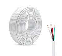 inodiref 10 Meter 28AGW Electrical Wire White Round PVC Electrical Cable Low Voltage DC Flexible Copper Extension Cable Overall Outer Diameter 2.9MM for Installing Low-Power Appliances