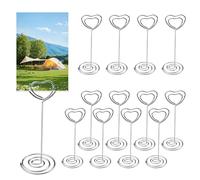 inodiref 12 Pieces Place Card Holders Photo Holders for Tables Heart Shape Table Number Holders Photo Clips Stand for Weddings Party Table Decoration (Silver)
