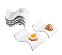 inodiref Ceramic Egg Cups 6 Pieces White Porcelain Egg Cups Set Stackable | Dishwasher Safe High Quality Wavy Egg Cup Ceramic for Breakfast, Dining Table and Camping