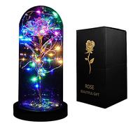 INOGIH Galaxy-Artificial Enchanted Rose with Color LED Light Glass Dome Anniversary