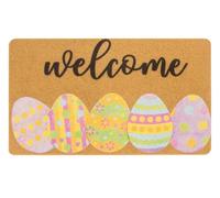 INOGIH Happy-Easter-Door-Mat Spring-Welcome-Mats Colorful Eggs-Easter-Bunny Doormat Non Slip Holiday Coir Doormat for Indoor Outdoor Entrance 17 X 29 Inches