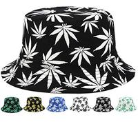 INOGIH Reversible Bucket-Hat Marijuana-Cannabis Weed Foldble Fisherman Hat Packable - black - One Size