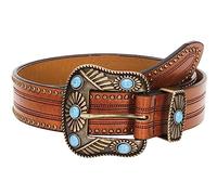 INOGIH Rhinestone-Belt for Women Girls,Western Cowgirl Cowboys Bling Studded Leather Diamond Belt for Jeans Dress, Camel, suit for waist 33"-41"